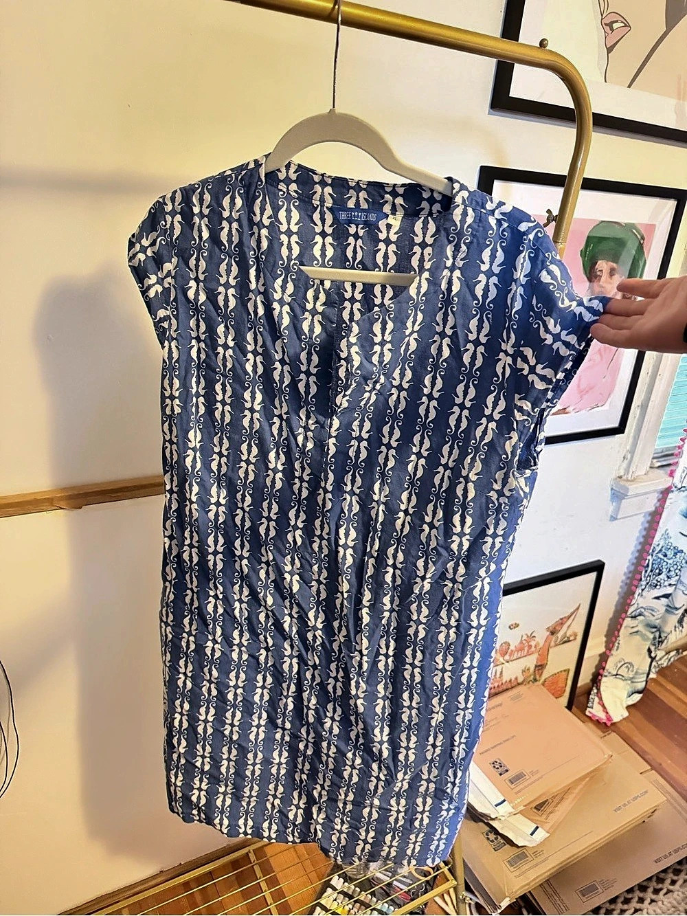 🔸BOGO FREE🔸 Three Dots Blue & White cotton Dress Size XL